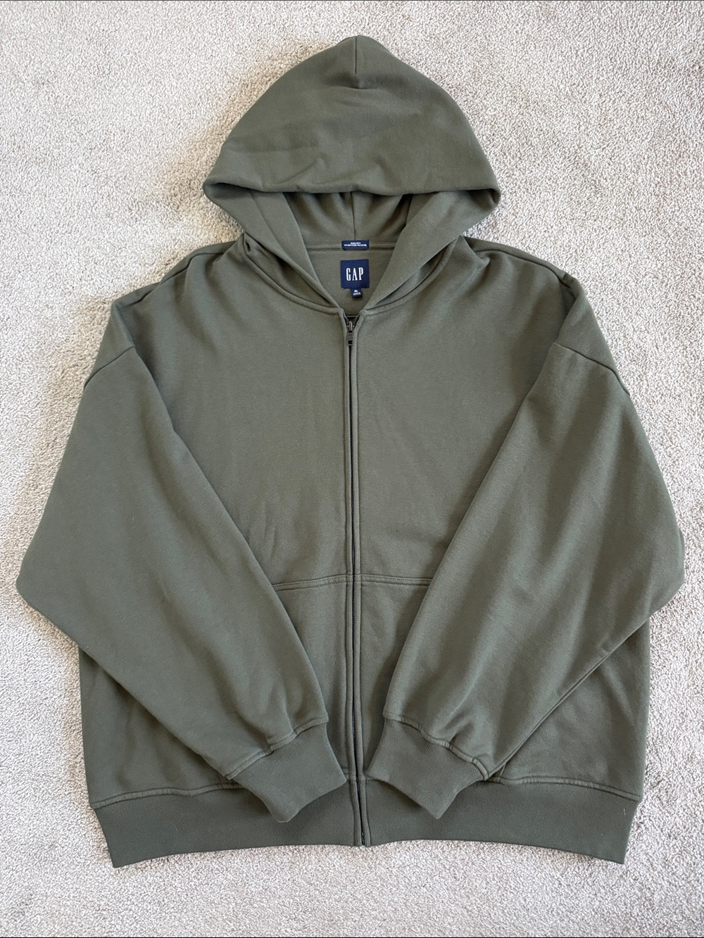 GAP Men's Olive Full-Zip Hooded Sweater